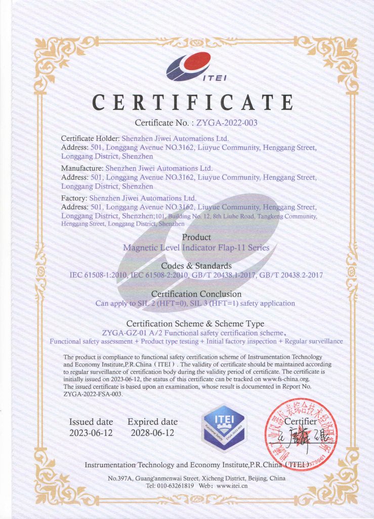 SIL Qualification of Flap-11 Magnetic Level Indicator