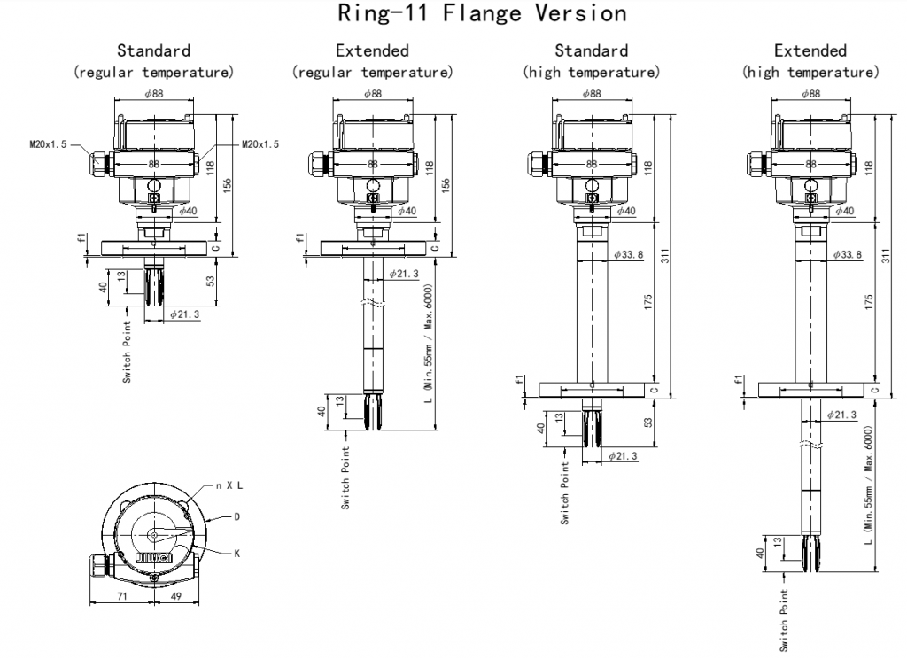 Ring-11 Corrosion-Resistant Fork Liquid Level Switch