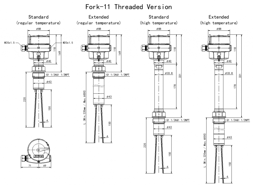 Fork-11 Explosion-Proof Tuning Fork Level Switch