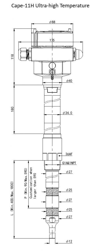 Cape-11H Ultra-high Temperature RF Admittance Level Switch