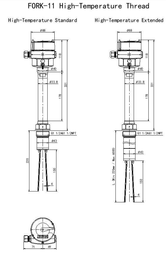 Fork-11 High-Temperature Tuning Fork Level Switch