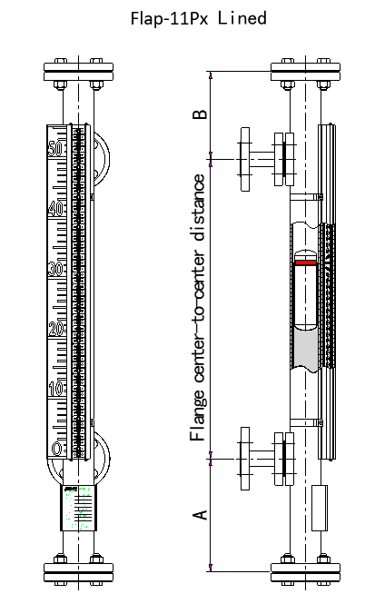 Flap-11Px Lined Magnetic Level Indicator